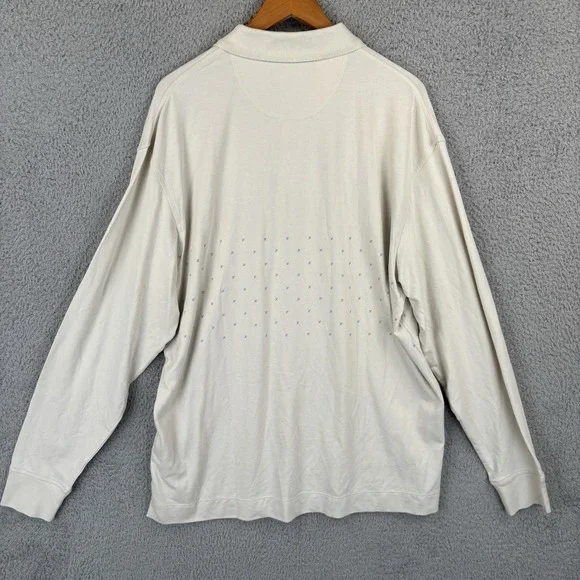 Bad Birdie Reflecting Pond Long Sleeve Polo Shirt Mens XL Beige Golf - Picture 6 of 8